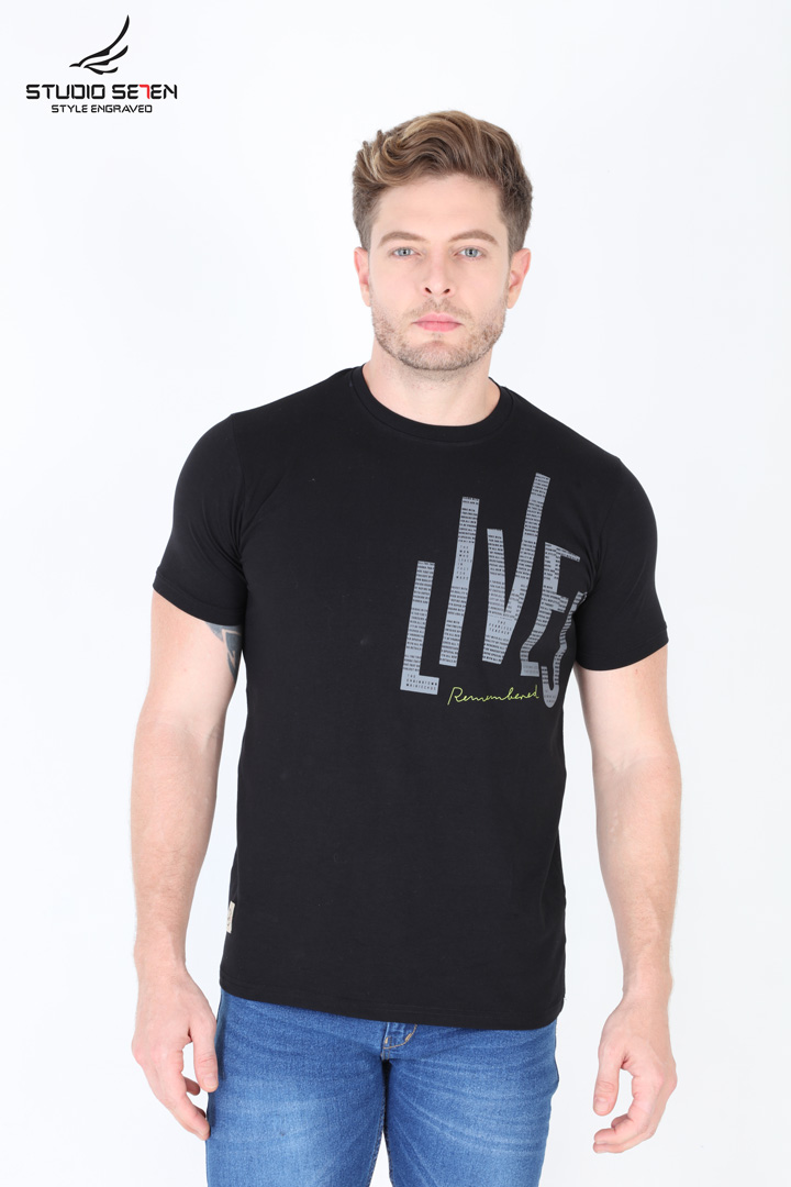 Black Color - Men solid Cotton Lycra Bio-Wash Lifestyle T-shirt